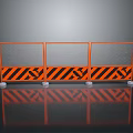 Orange Safety Barrier With Black Stripes And Mesh Panels On Reflective Floor