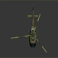 Detailed 3D Military Helicopter Model Showcasing Camouflage Green Paint And Rotor Blades