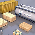 Industrial Equipment Including Colorful Containers Wooden Crates Metal Frames And Gas Cylinders