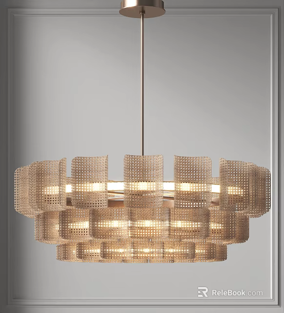 Elegant Modern Multi Tiered Woven Chandelier With Warm Ambient Lighting 3d model