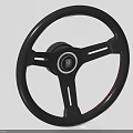 Classic Black Steering Wheel With Three Spoke Design And Central Logo 3d model