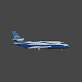 White And Blue Passenger Plane With Modern Design Cockpit Windows And Landing Gear