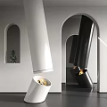 Modern Curved Fireplace Design With White Black Finish And Arched Decorative Sculpture