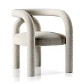 Light Gray Velvet Leisure Chair With Curved Armrests And Modern Minimalist Design