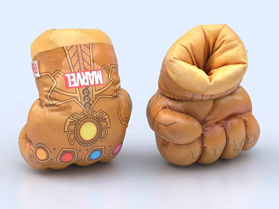 MARVEL Themed Plush Boxing Gloves With Colorful Stone Accents And Soft Texture 3d model