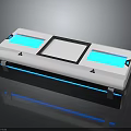 Modern Sleek Electronic Device With Silver Casing Blue Illuminated Panels And Central Square Panel 3d model