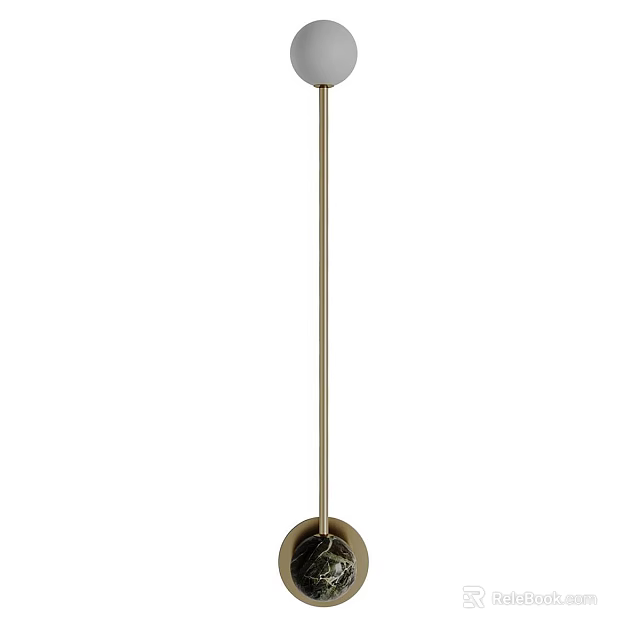 Modern Minimalist Brass Wall Light With Sleek Rod And Spherical Elements For Interior Lighting 3d model 