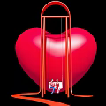 Commercial Equipment Red Heart Shaped Swing Structure With Two People Seated