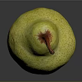 Fresh Yellow Speckled Pear With Brown Stem On Dark Background Shiny Surface 3d model