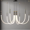 Elegant Modern Curved LED Chandelier With Gold Black Metal Frame Design