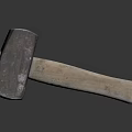 Rustic Hardware Tool Hammer with Wooden Handle and Metal Head on Reflective Surface 3d model