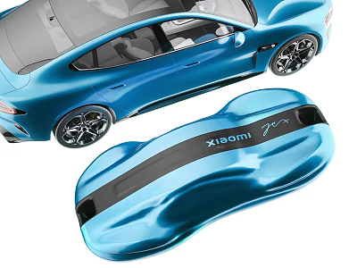 Blue Modern Sedan Car With Xidomi Device And Sleek Exterior Design 3d model
