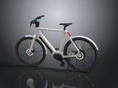 Sleek Modern Electric Bicycle With White Frame Black Seat And Large Wheels 3d model