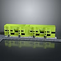 Green Modern Building Model Design With Multiple Windows And Gray Platform