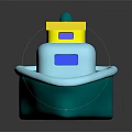 Colorful Toy Boat With Green Hull White Cabin Blue Windows And Yellow Top