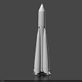 Silver Rocket 3D Model Design With Tall Structure And Engines On Dark Background 3d model