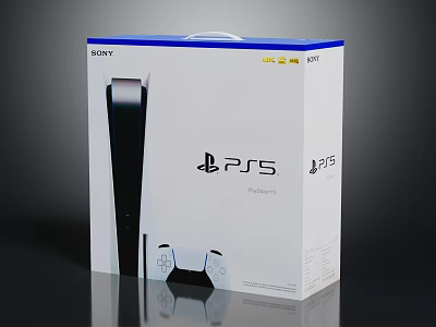 Sony PlayStation 5 Electronic Gaming Console With DualSense Controller Packaging Box 3d model