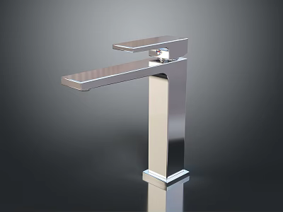 Modern Chrome Faucet With Tall Body And Sleek Design For Bathroom Sink 3d model