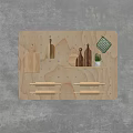 Wooden Pegboard Wall Decor With Hooks Shelves And Small Decorative Items