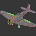 Light Blue Fighter Jet Model With Stars On Wings And Propeller Against Dark Background