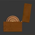Brass Commercial Equipment Telescope Stored in Open Brown Wooden Case