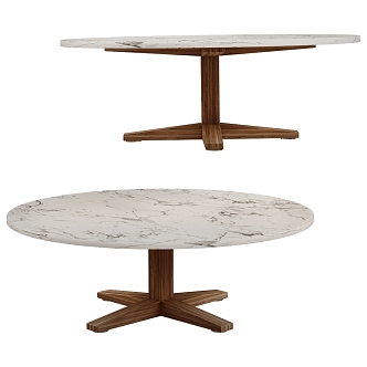 Gervasoni Italian Marble Solid Wood Coffee Table 3d model