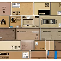 Stacked Cardboard Boxes With Various Labels Different Brands And Shipping Packaging 3d model
