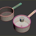 Household Cooking Pots With Light Gray Body Wooden Handles And Transparent Glass Lid