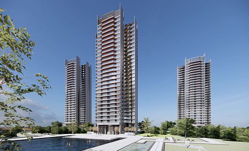 High-rise residential buildings in modern residential areas 3d model