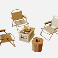 Outdoor Folding Table Chair Set With Wooden Frame And Coffee Table