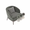 Light Green Leisure Chair With Striped Pillow Dark Legs And White Round Decor