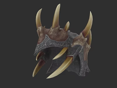 Unique Spiked Bone Inspired Jewelry Piece With Antique Metal Details 3d model