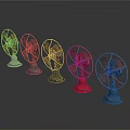 Colorful Vintage Desktop Table Fans With Various Hues And Classic Design