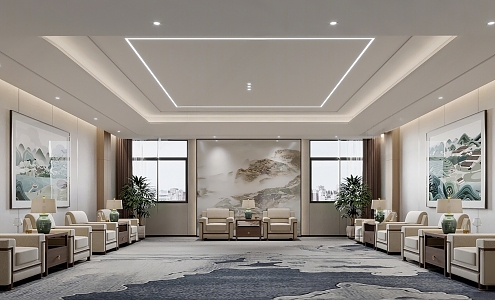 New Chinese Reception Room Meeting Room 3d model