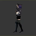 Female Character In Police Style Uniform Saluting With Purple Hair Notebook And Boots