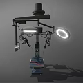 Advanced Surgical Operating Table With Overhead Lights And Medical Instruments
