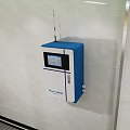 Wall Mounted Industrial Player Plus Device With Digital Display And Blue White Casing 3d model