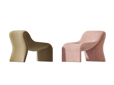 Modern Leisure Chairs Beige And Pink Velvet Upholstered Curved Design 3d model
