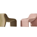 Modern Leisure Chairs Beige And Pink Velvet Upholstered Curved Design