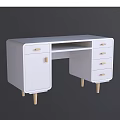 Modern White Dining Table With Drawers Cabinet Doors And Wooden Legs Design