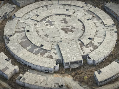 Ancient Architecture Circular Stone Structure Ruins With Historical Layout And Aerial View 3d model