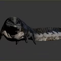 Realistic Long Snouted Striped Reptile Model With Blue Black Body On Dark Background