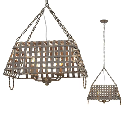 Two Sizes Woven Grid Metal Chandelier With Hanging Chain Design Details 3d model