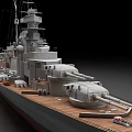 Realistic Detailed Battleship Model Featuring Wooden Deck Main Cannons And Superstructure