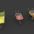 Multiple Wheelbarrows In Various Colors And Styles For Garden And Construction Projects