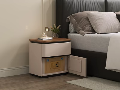Modern Wood Top Nightstand With Hidden Built In Safe For Secure Bedroom Daily Storage 3d model