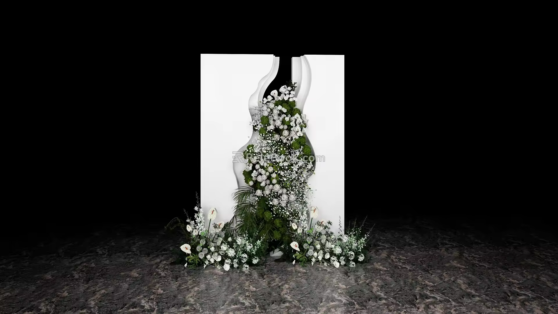 Modern Beautiful White and Green Simple Small Scenery 3d model