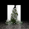 Modern Beautiful White and Green Simple Small Scenery 3d model