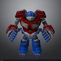 Red And Blue Armored Robot Character With Futuristic Mechanical Design