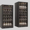 Modern Black Glass Door Wine Coolers With Interior Lighting And Multiple Wine Bottle Racks